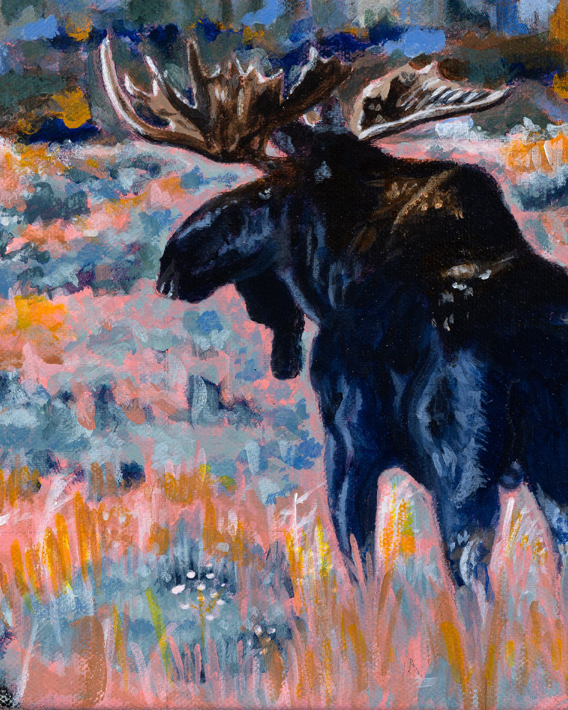 moose painting still wandering mobile